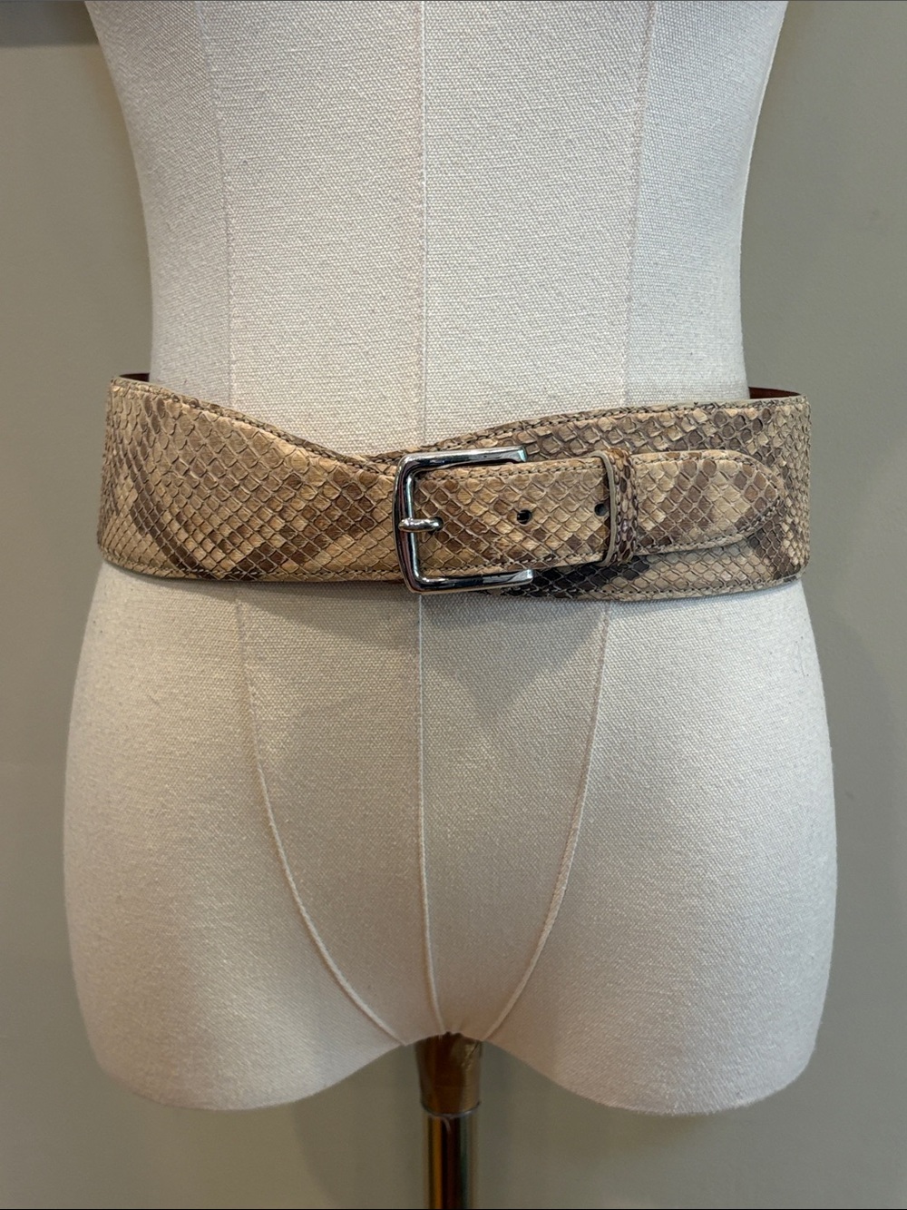 Ralph Lauren Collection Genuine Python Wide Leather Belt Made in Italy Medium